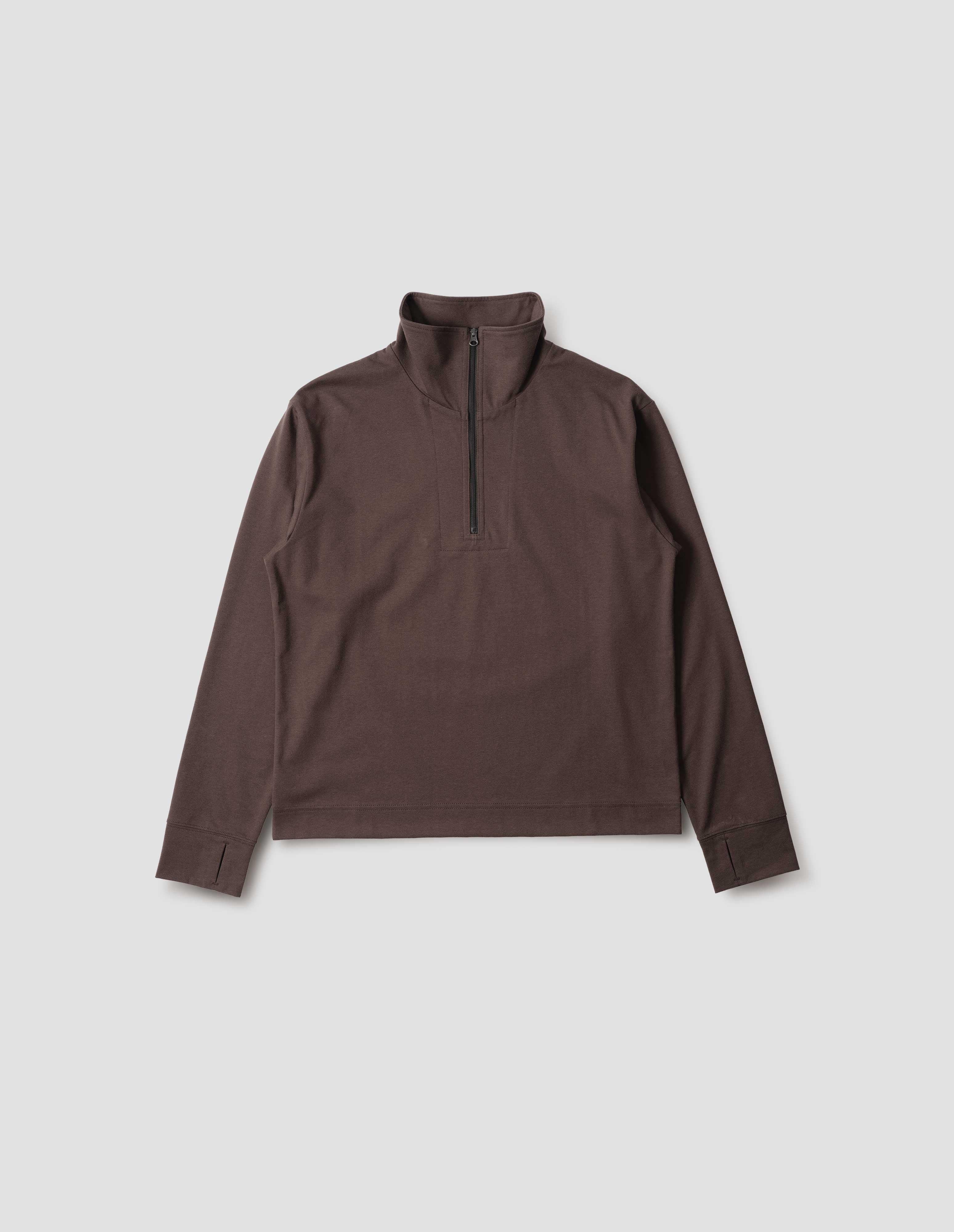 Teak cotton blend Mizuno Half Zip Sweatshirt | Margaret Howell