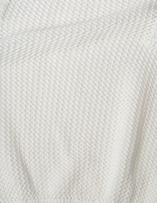 Beige pointelle polo light cotton cashmere fabric swatch.