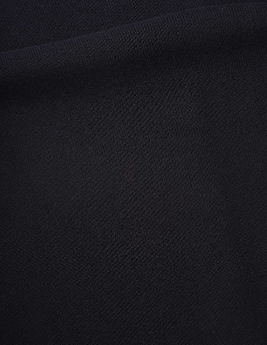 Black knitted waistcoat fine lambswool fabric swatch.