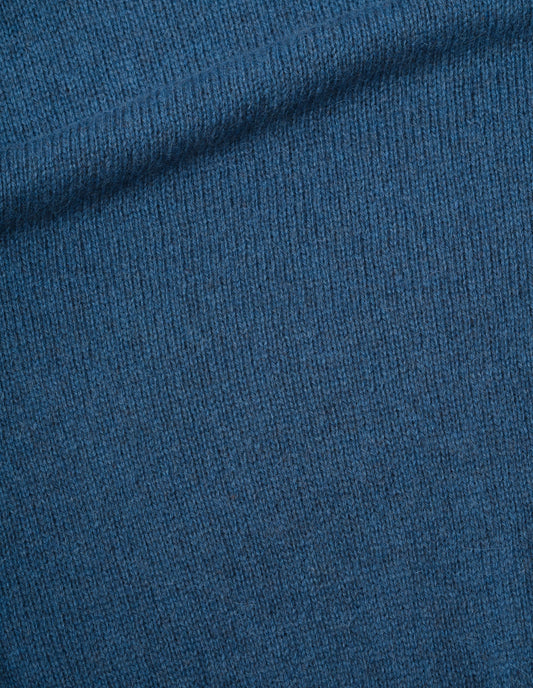 Blue jumper alpaca yak fabric swatch.