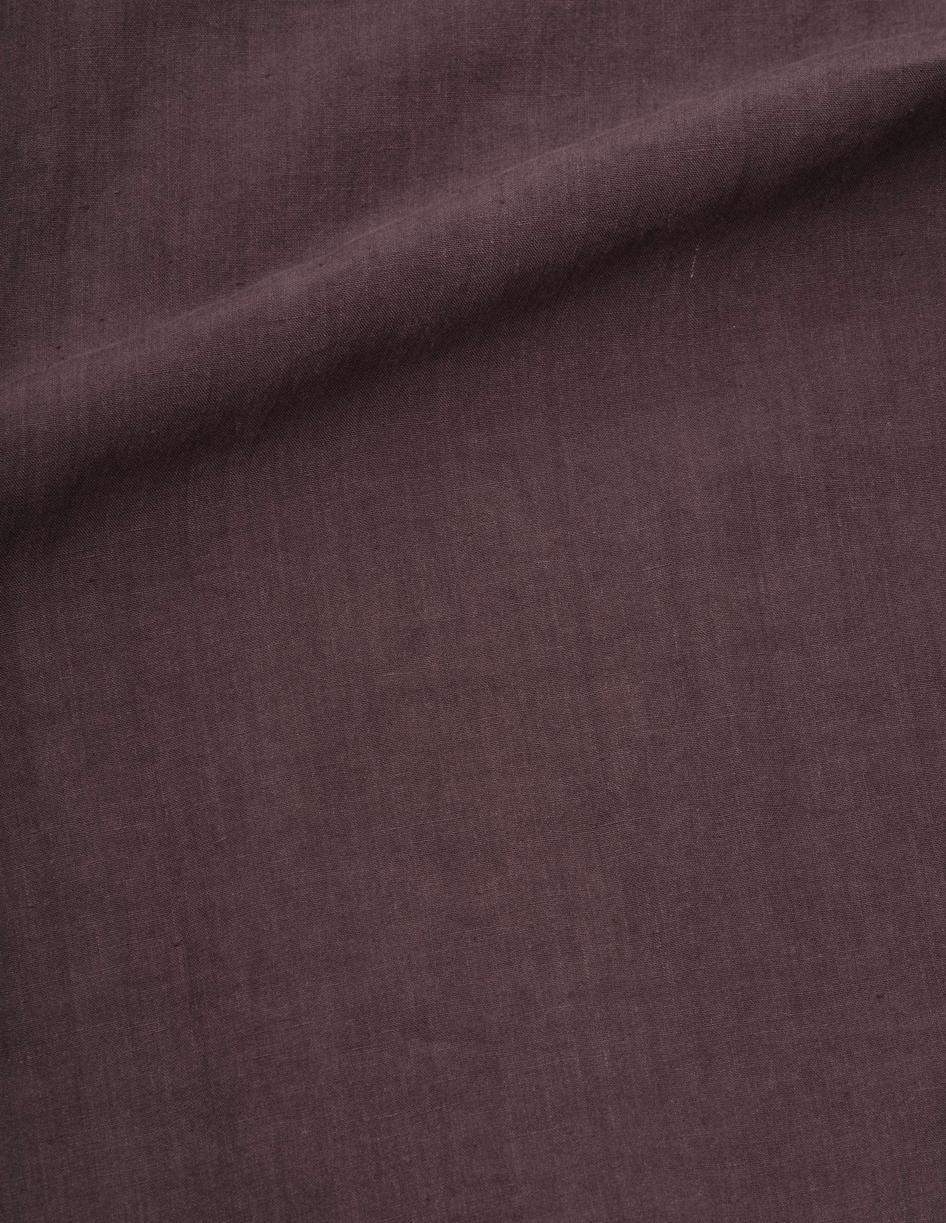 Brown soft linen poplin dress fabric swatch.