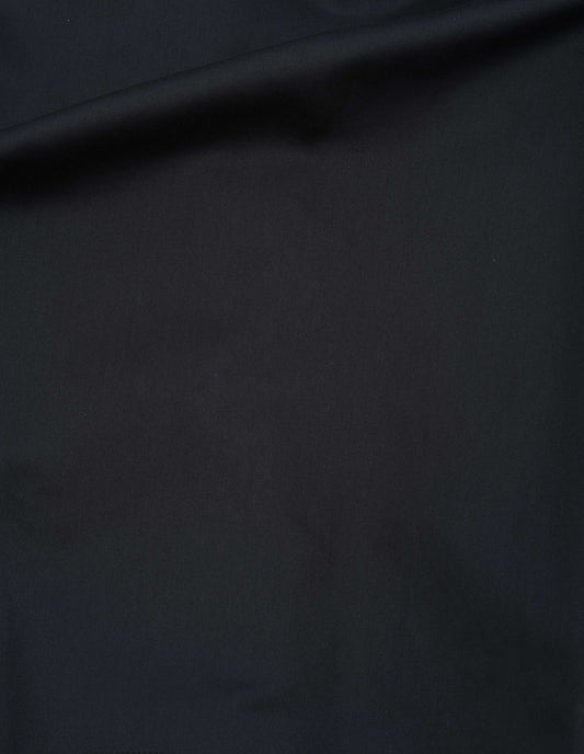 Black cotton silk satin belt tie dress, fabric swatch. 