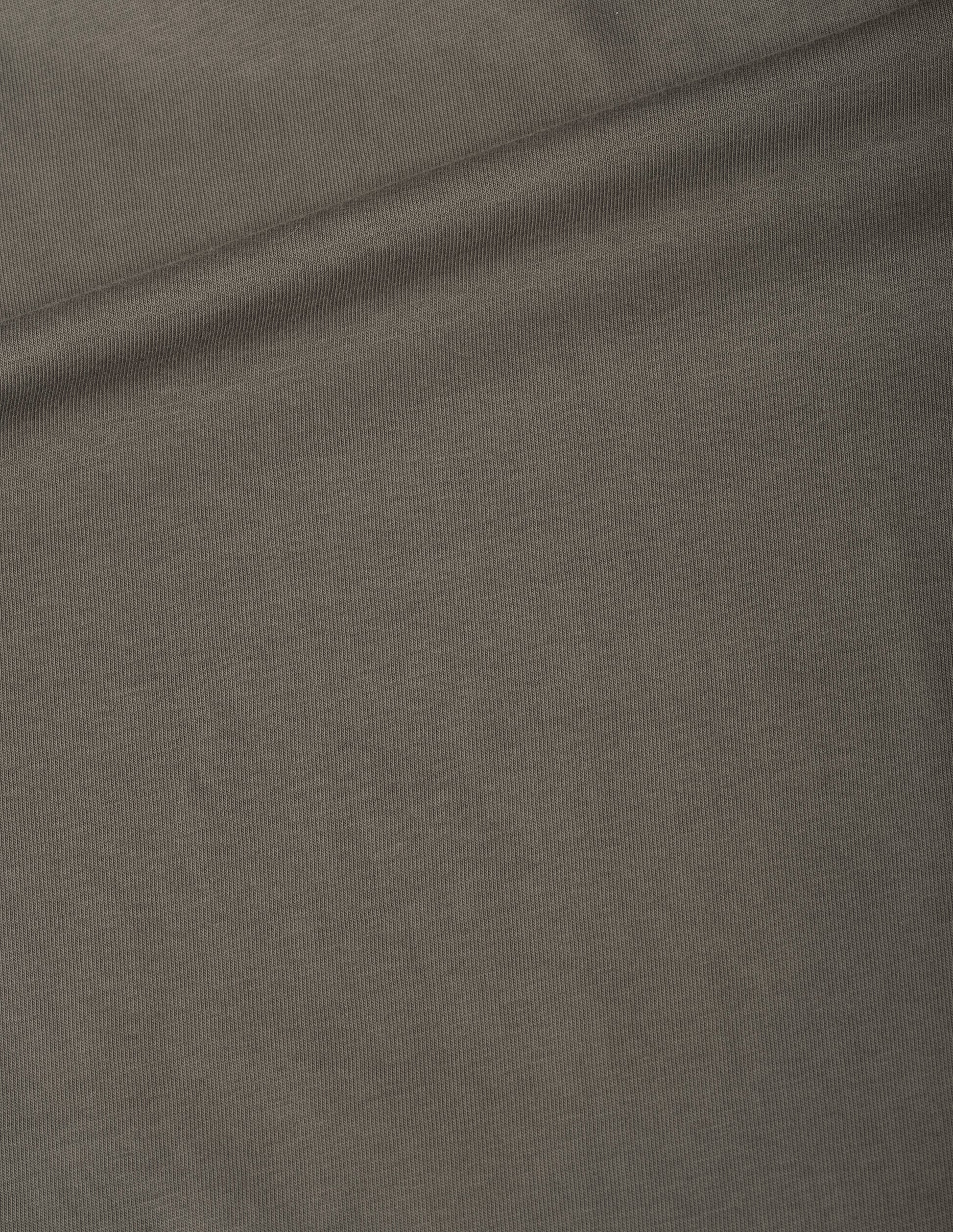 Greyish green cotton jersey short sleeve t-shirt, fabric swatch.