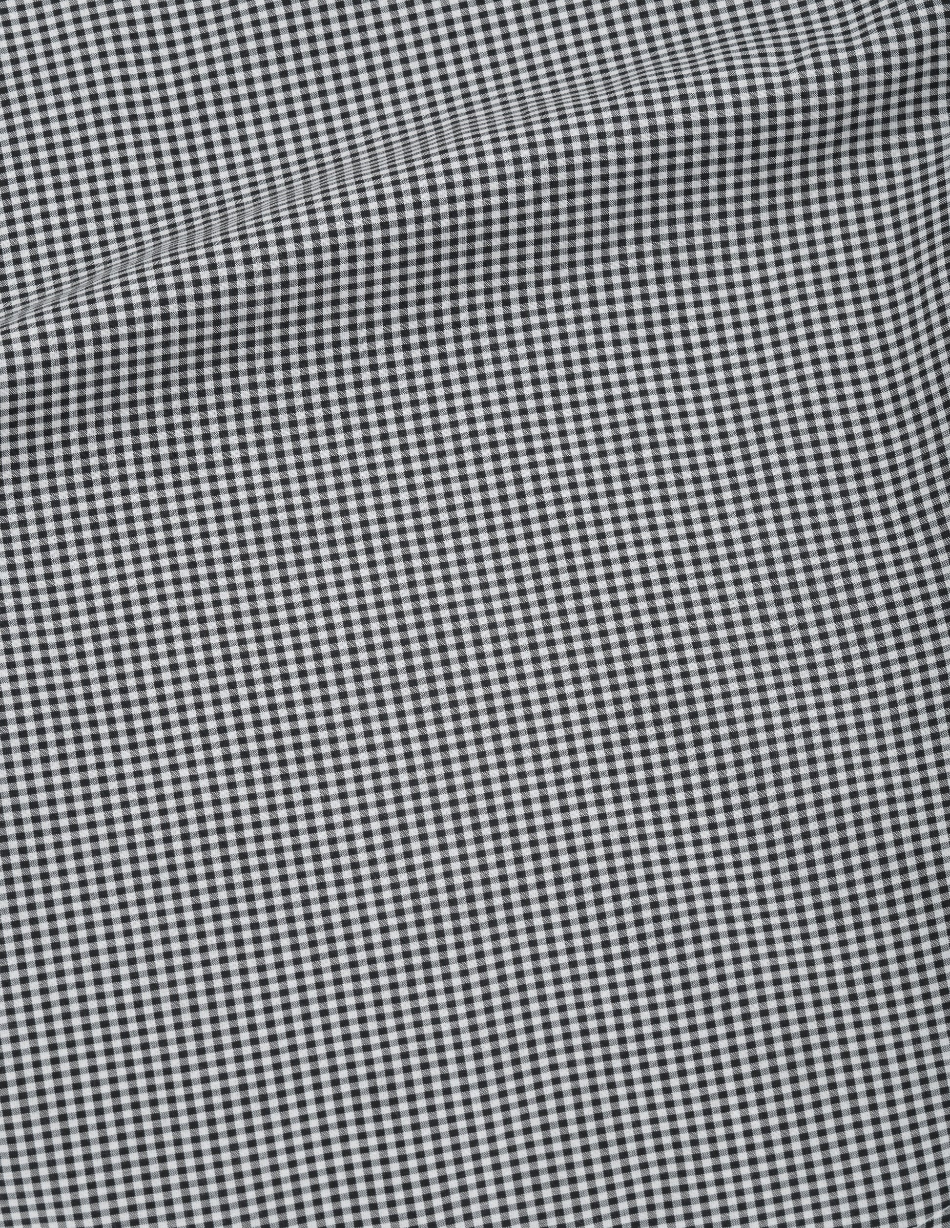 Black and white gingham cotton cashmere shirt, fabric swatch. 
