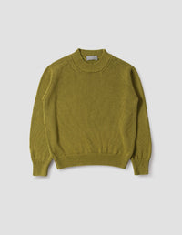 CHUNKY CREW NECK JUMPER | LINEN COTTON | BRIGHT OLIVE