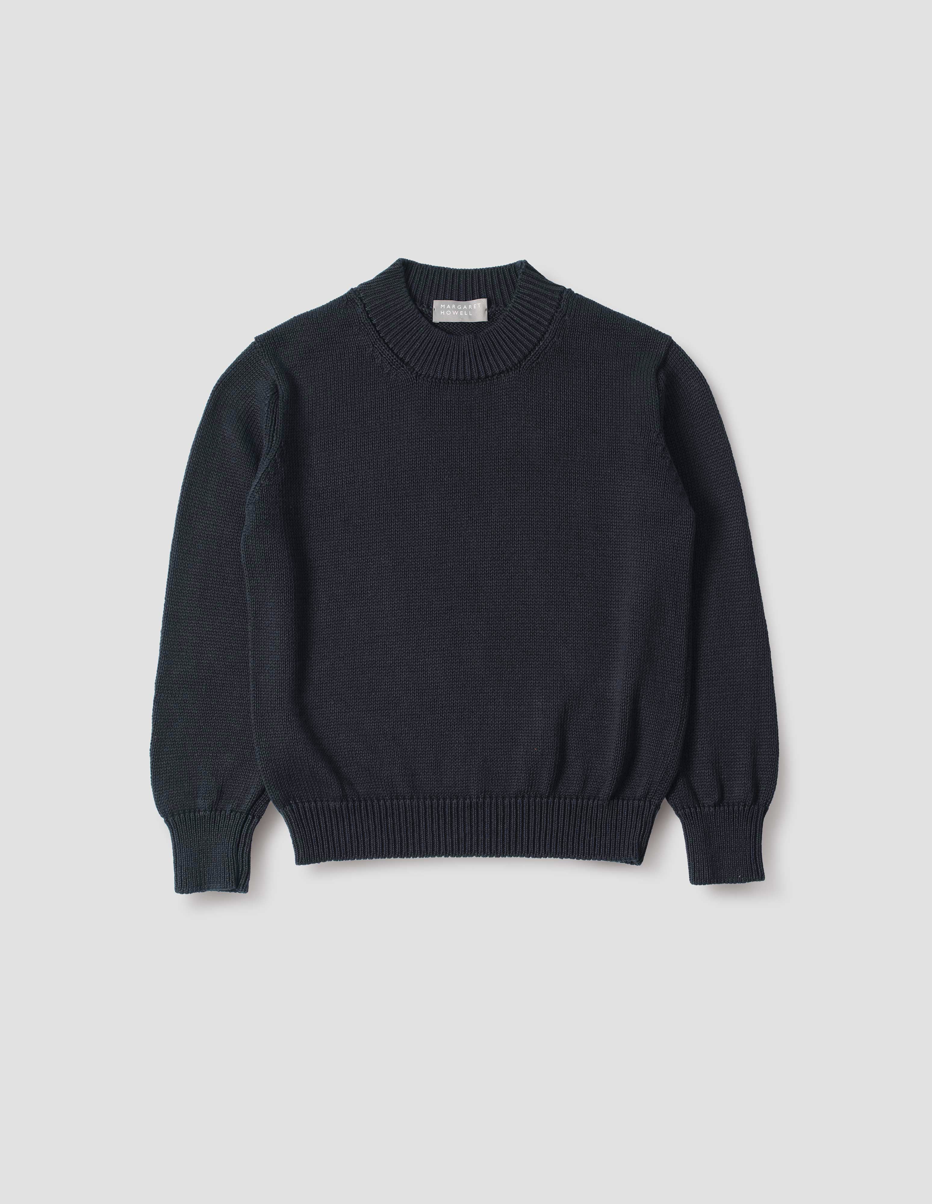 Midnight linen cotton Chunky Crew Neck Jumper | Margaret Howell