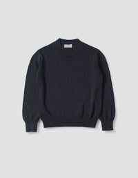 CHUNKY CREW NECK JUMPER | LINEN COTTON | MIDNIGHT