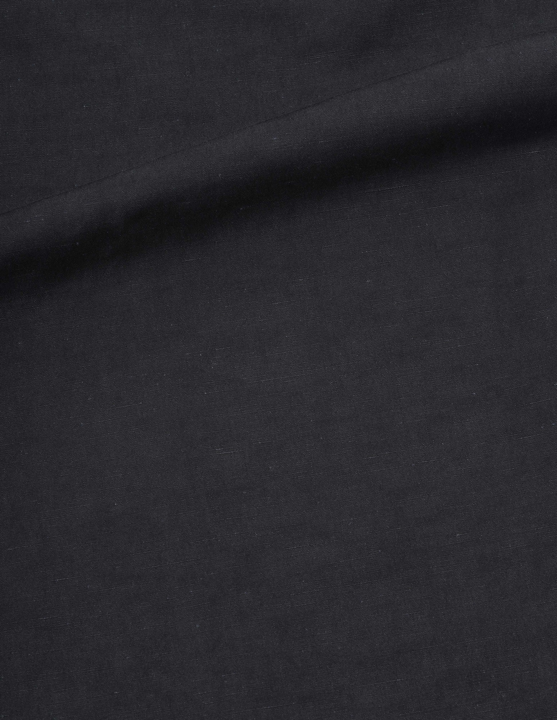 Black yarn dye cotton linen trousers, fabric swatch.