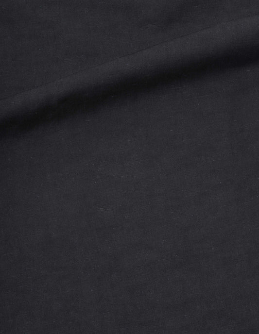 Black yarn dye cotton linen trousers, fabric swatch.