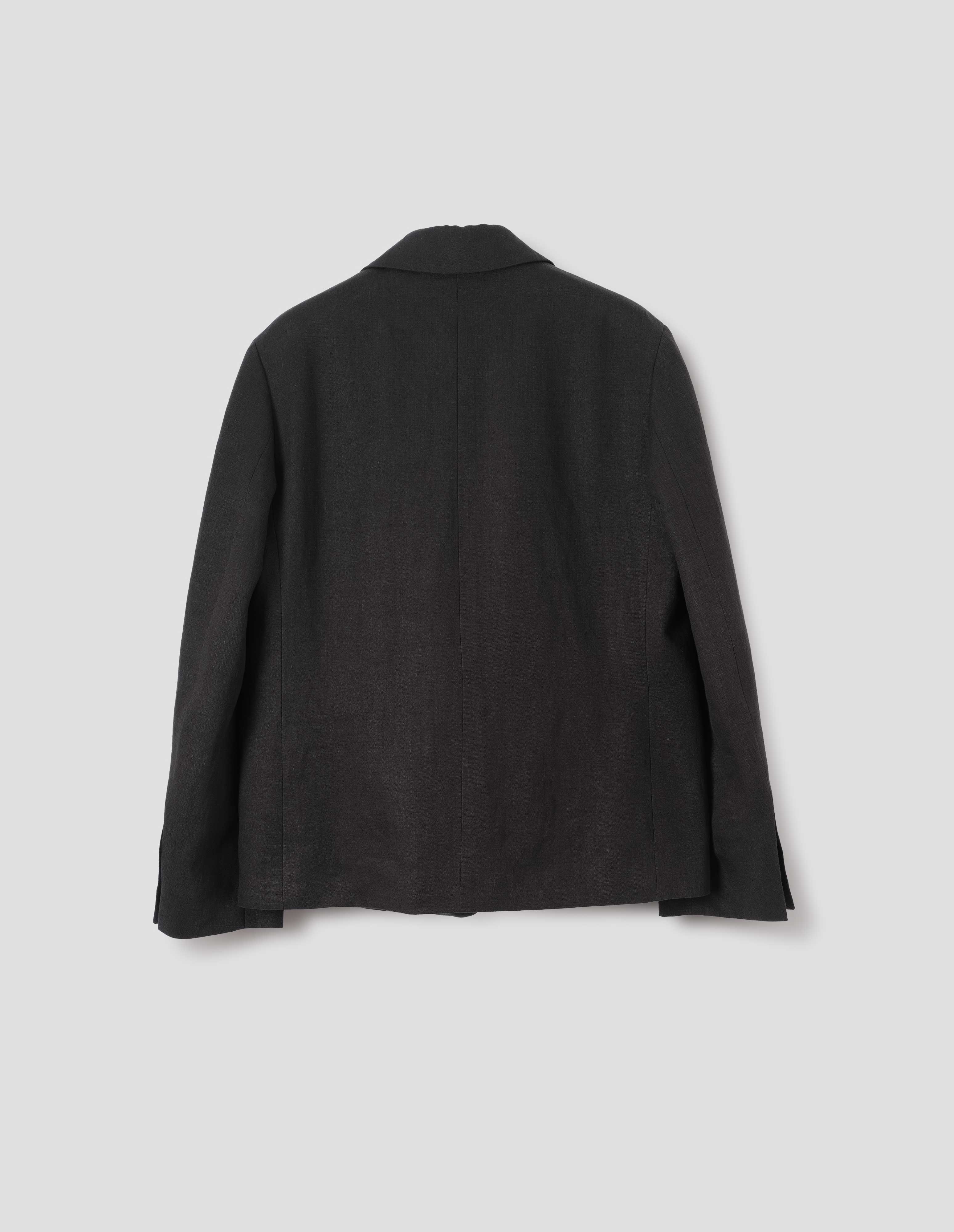 Black compact linen Flap Pocket Blazer| Margaret Howell