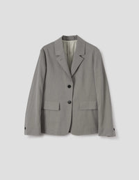 FLAP POCKET BLAZER | FINE STRIPE COTTON SILK | BLACK / ECRU