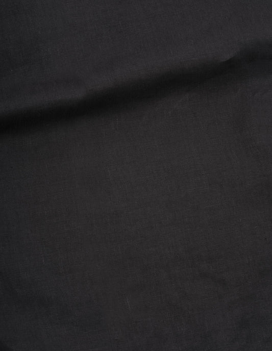 Black compact linen culottes fabric swatch.