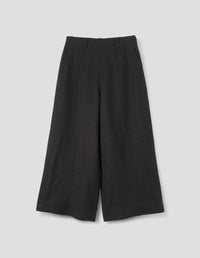 FLAT FRONT CULOTTES | COMPACT LINEN | BLACK