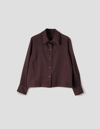 FRILLED COLLAR SHIRT | LIGHT WEIGHT COTTON SILK | RAISIN