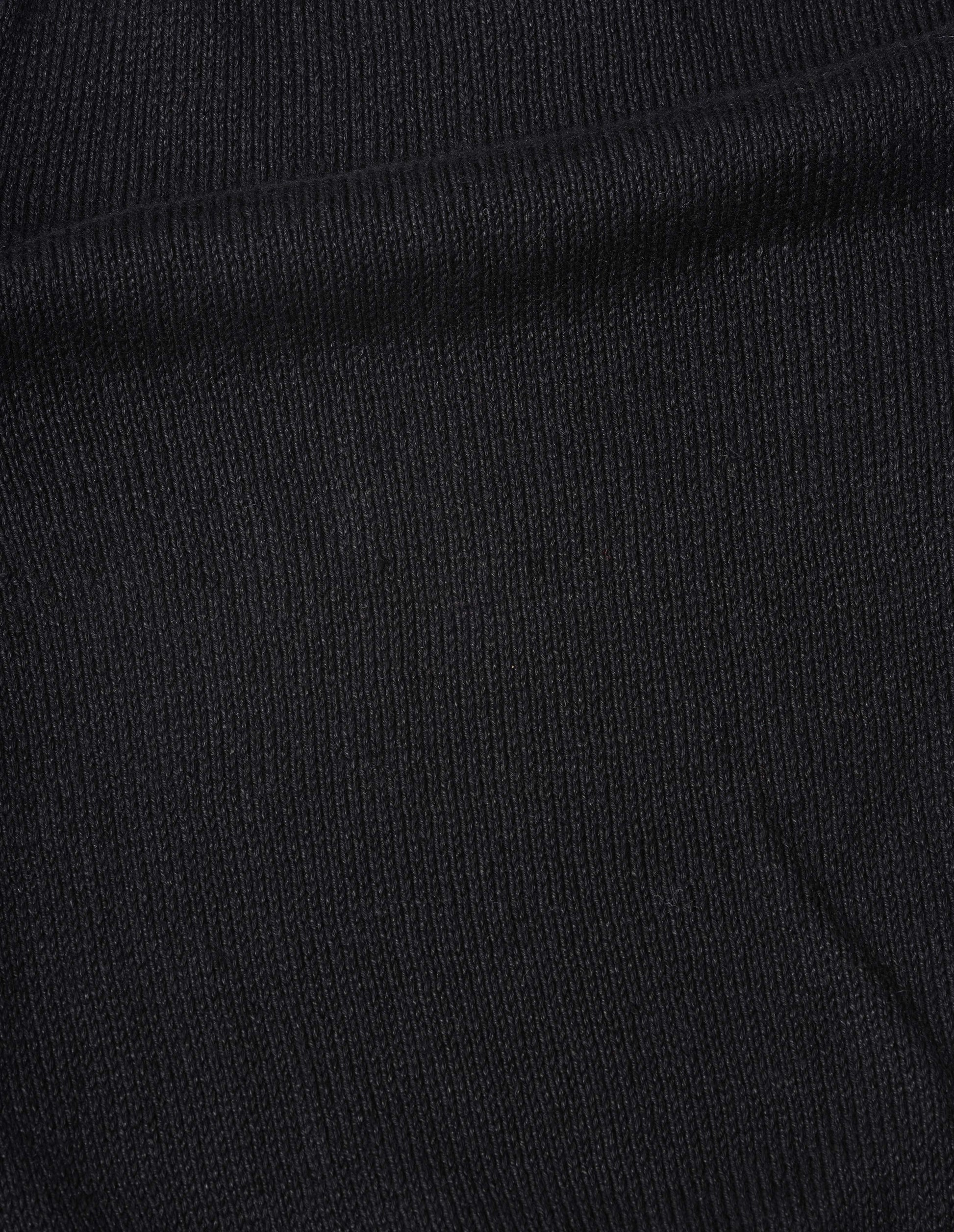 Black linen cotton cardigan, fabric swatch.