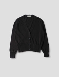 INTEGRAL POCKET V NECK CARDIGAN | LINEN COTTON | BLACK