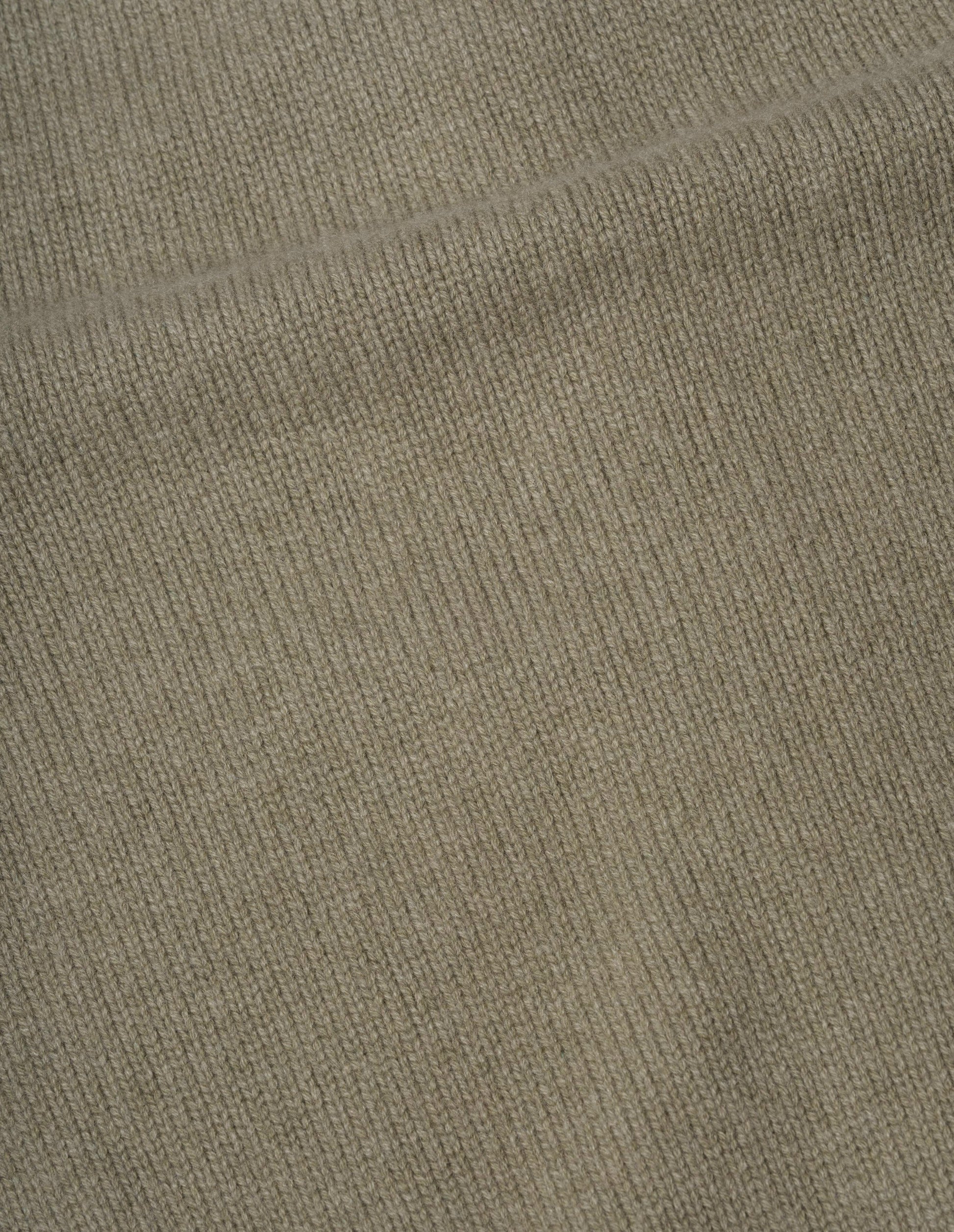 Brownish green merino cashmere gilet fabric swatch. 