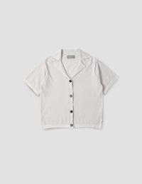 KNITTED SHORT SLEEVE SHIRT | LIGHT COTTON CASHMERE | OFF WHITE