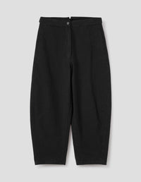 MHL. BARREL LEG TROUSERS | DRY COTTON LINEN | BLACK