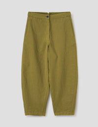 MHL. BARREL LEG TROUSERS | DRY COTTON LINEN | LIGHT OLIVE