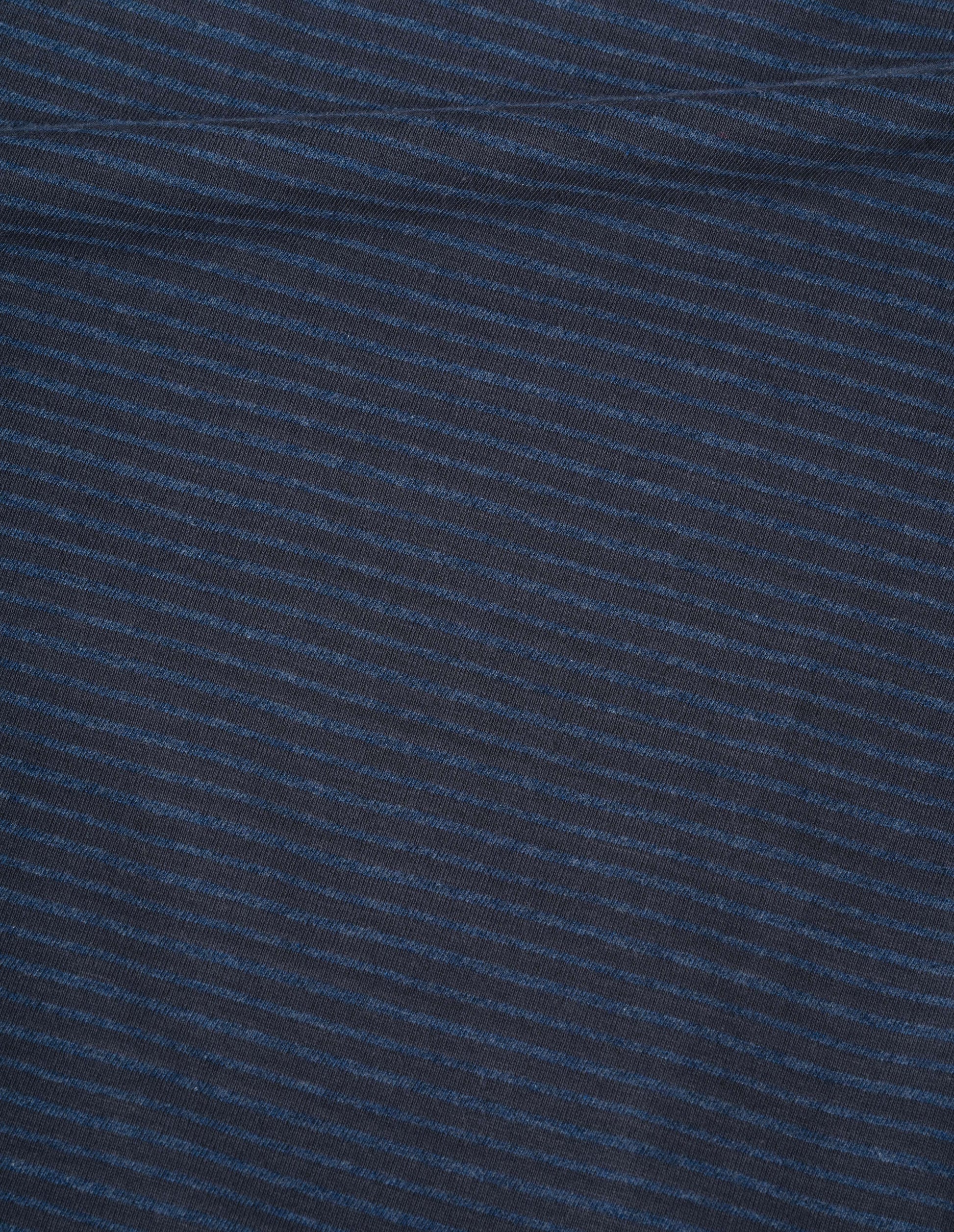 Dark blue and light blue dry stripe cotton jersey polo t-shirt, fabric swatch.