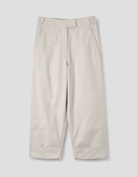 MHL. BUTTON BELT TROUSERS | IRREGULAR COTTON DRILL | CHALK