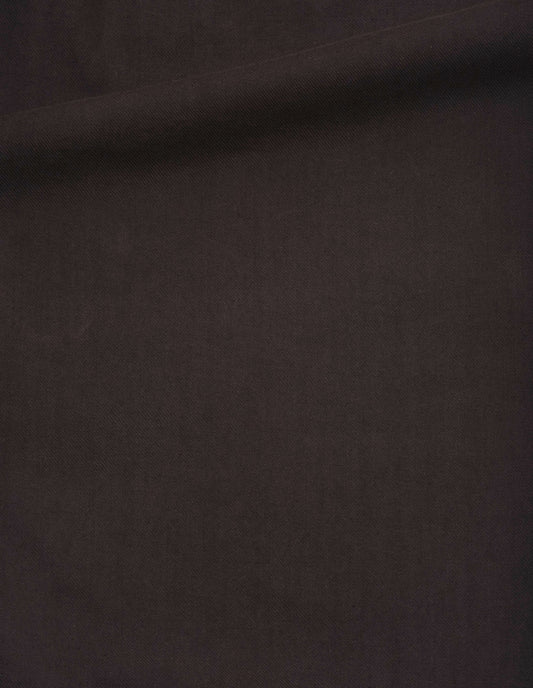 Dark brown irregular cotton drill button belt trousers, fabric swatch. 
