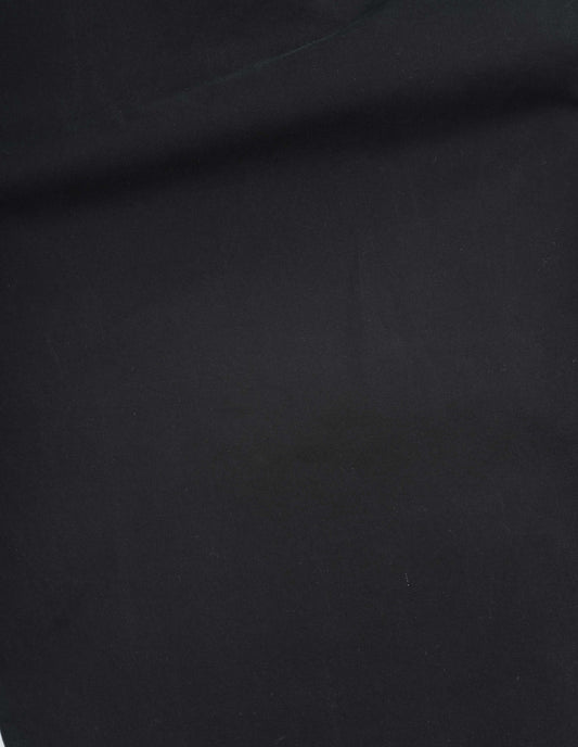 Black matte cotton twill skirt, fabric swatch.