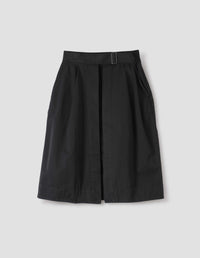 MHL. CINCH WAIST SKIRT | MATTE COTTON TWILL | BLACK