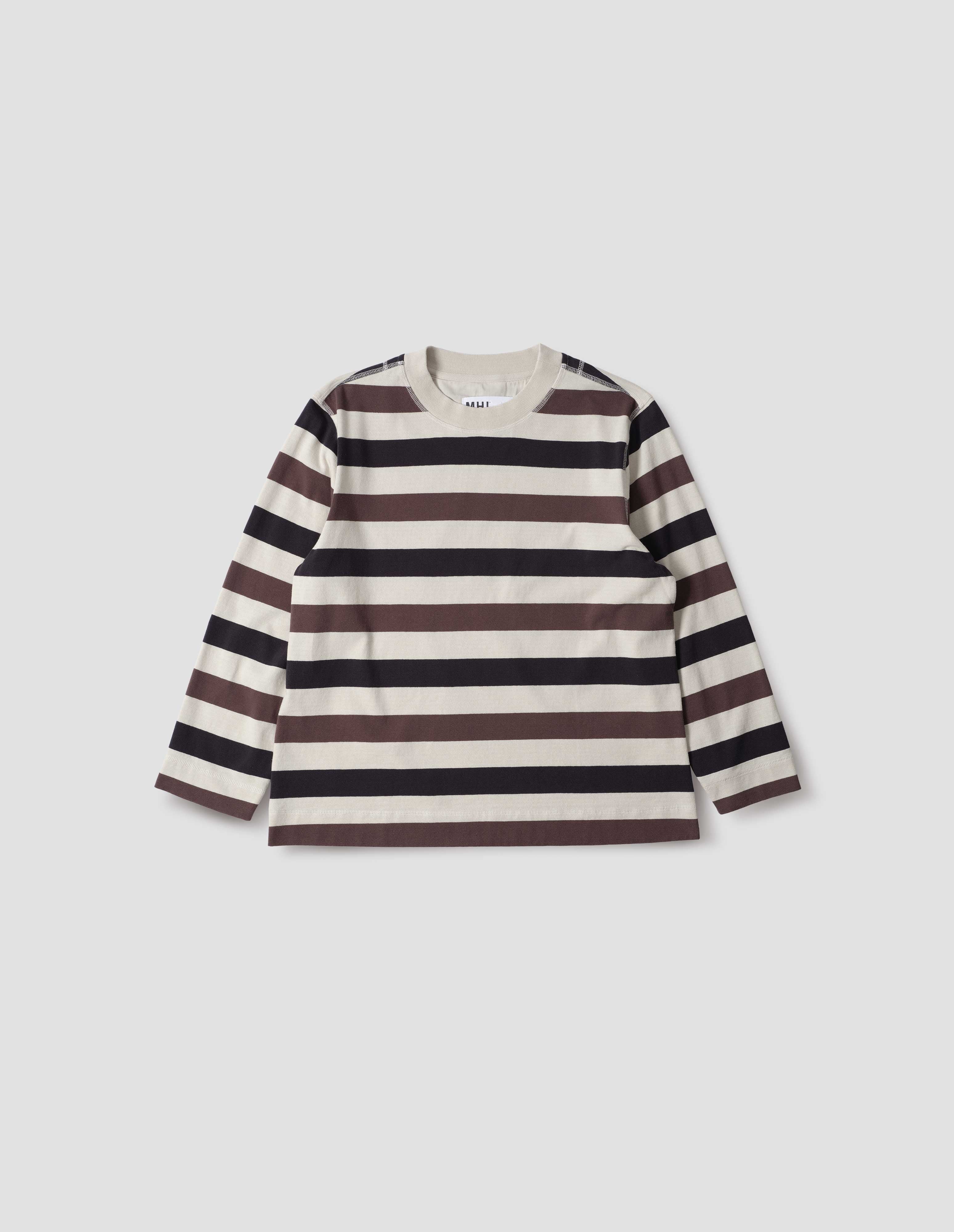 Chalk, ink, grape stripe Crew Neck Matelot | MHL. by Margaret Howell