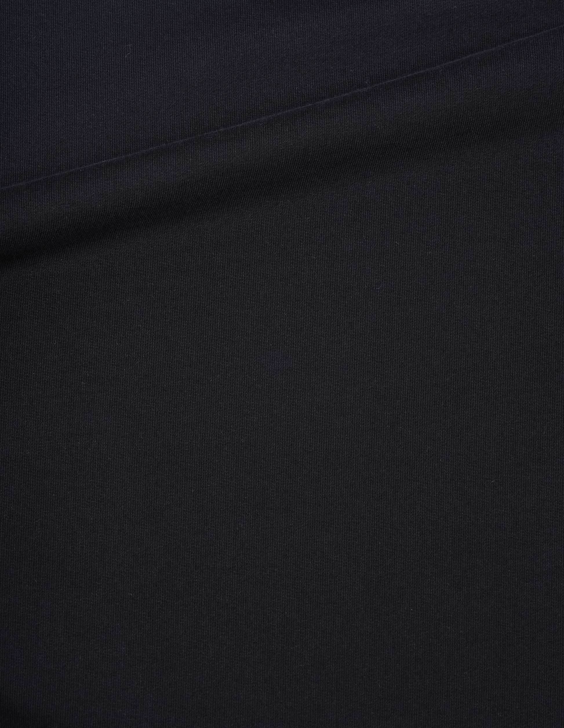 Black dry cotton loopback sweatshirt, fabric swatch.