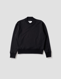 MHL. CROSS NECK SWEATSHIRT | DRY COTTON LOOPBACK | BLACK