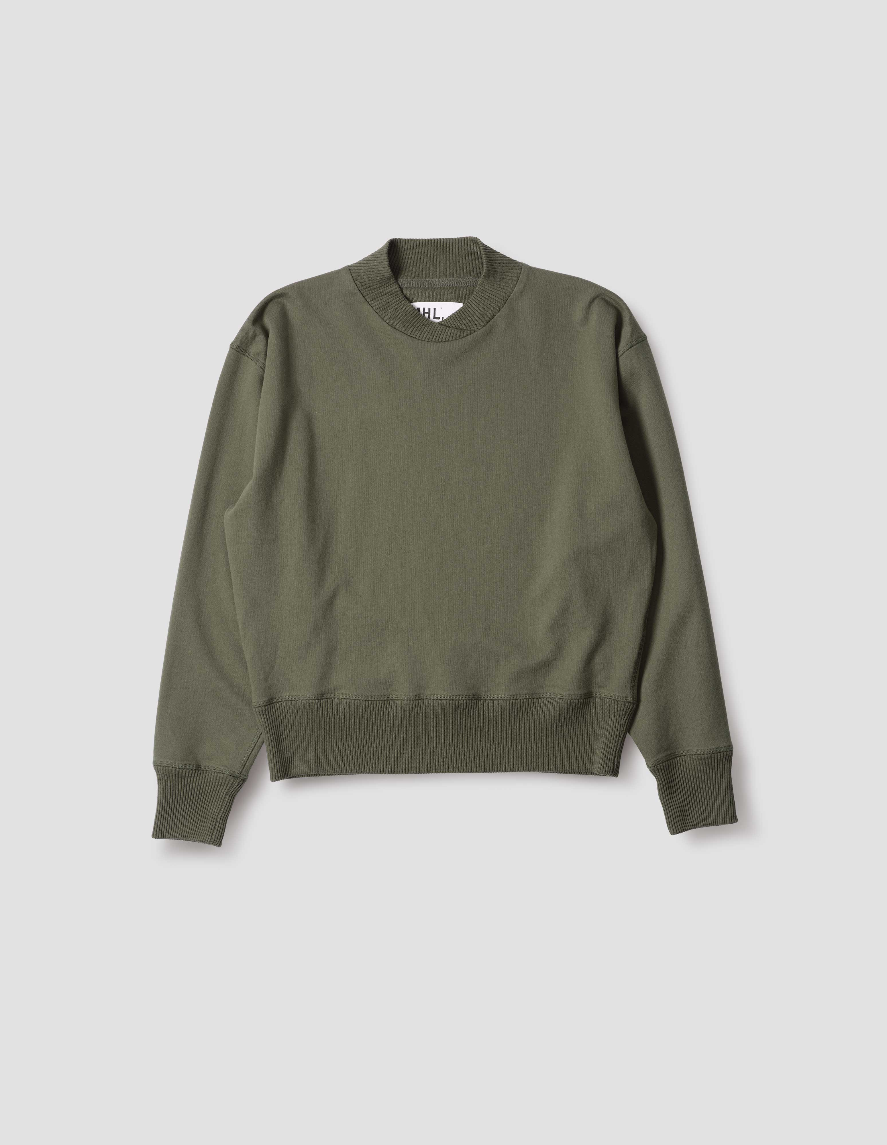 Uniform green cotton Cross Neck Sweatshirt | MHL. by Margaret Howell
