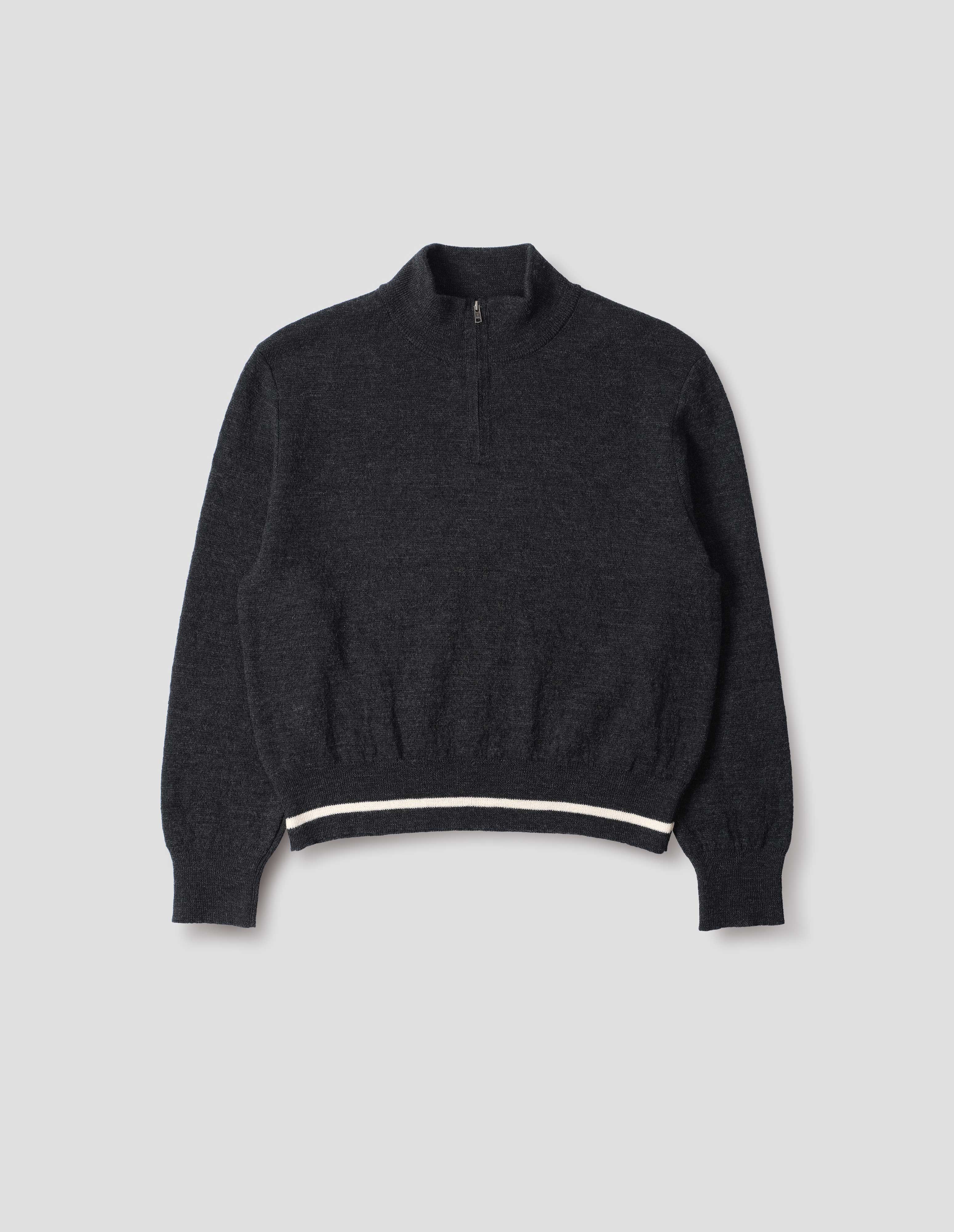 Charcoal wool cotton twist Half Zip Sweater | MHL. by Margaret Howell