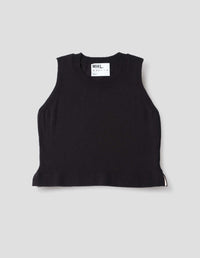 MHL. KNITTED TANK TOP | COTTON LINEN | OFF BLACK