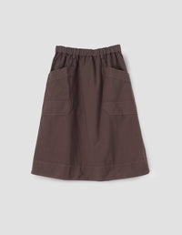 MHL. PATCH POCKET SKIRT | COTTON CANVAS SHIRTING | EARTH