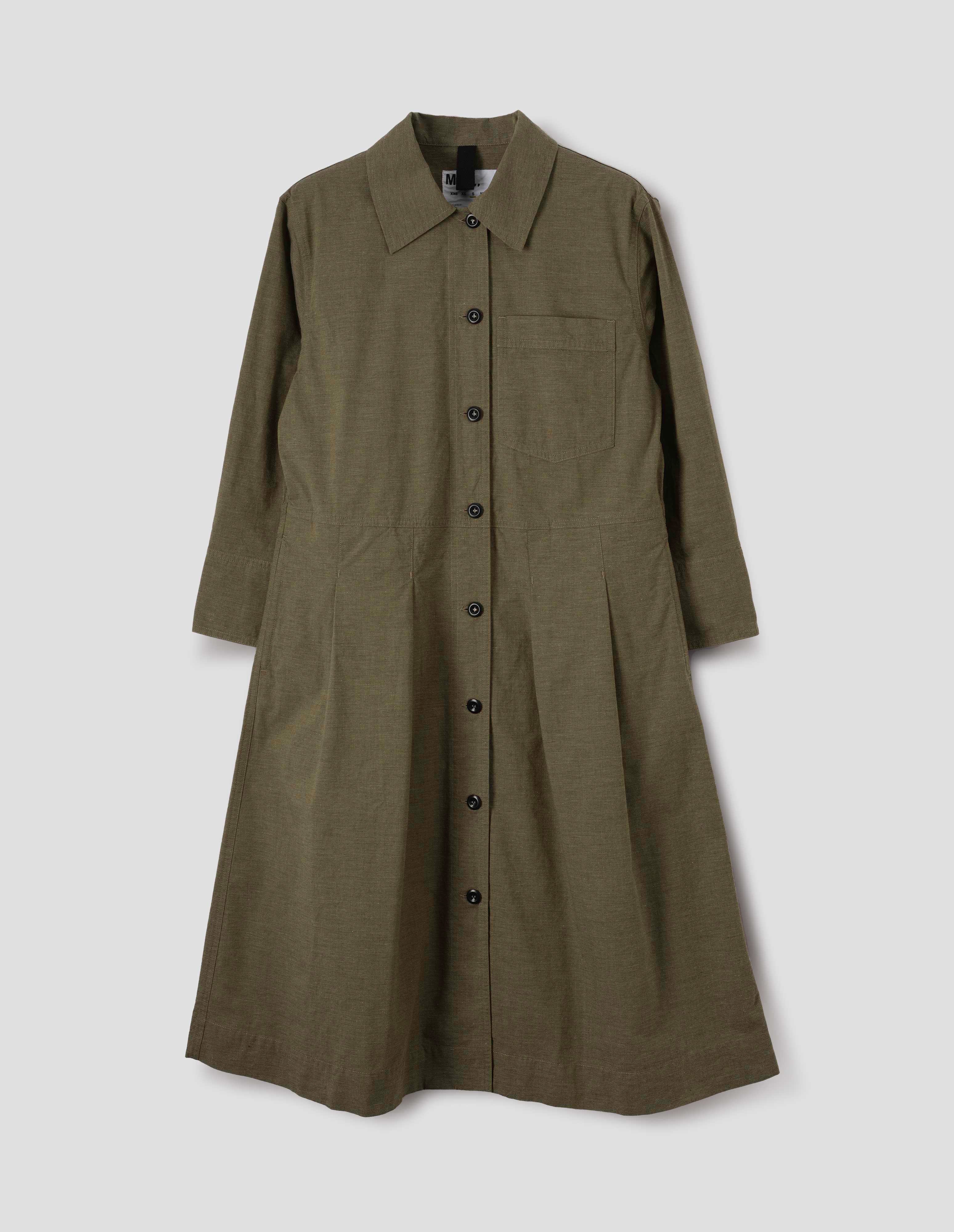 Moss dry cotton Pleated Shirt Dress | MHL. by Margaret Howell