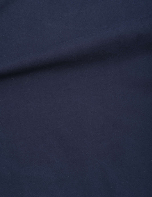 Dark blue dry cotton twill pleated shirt dress, fabric swatch. 