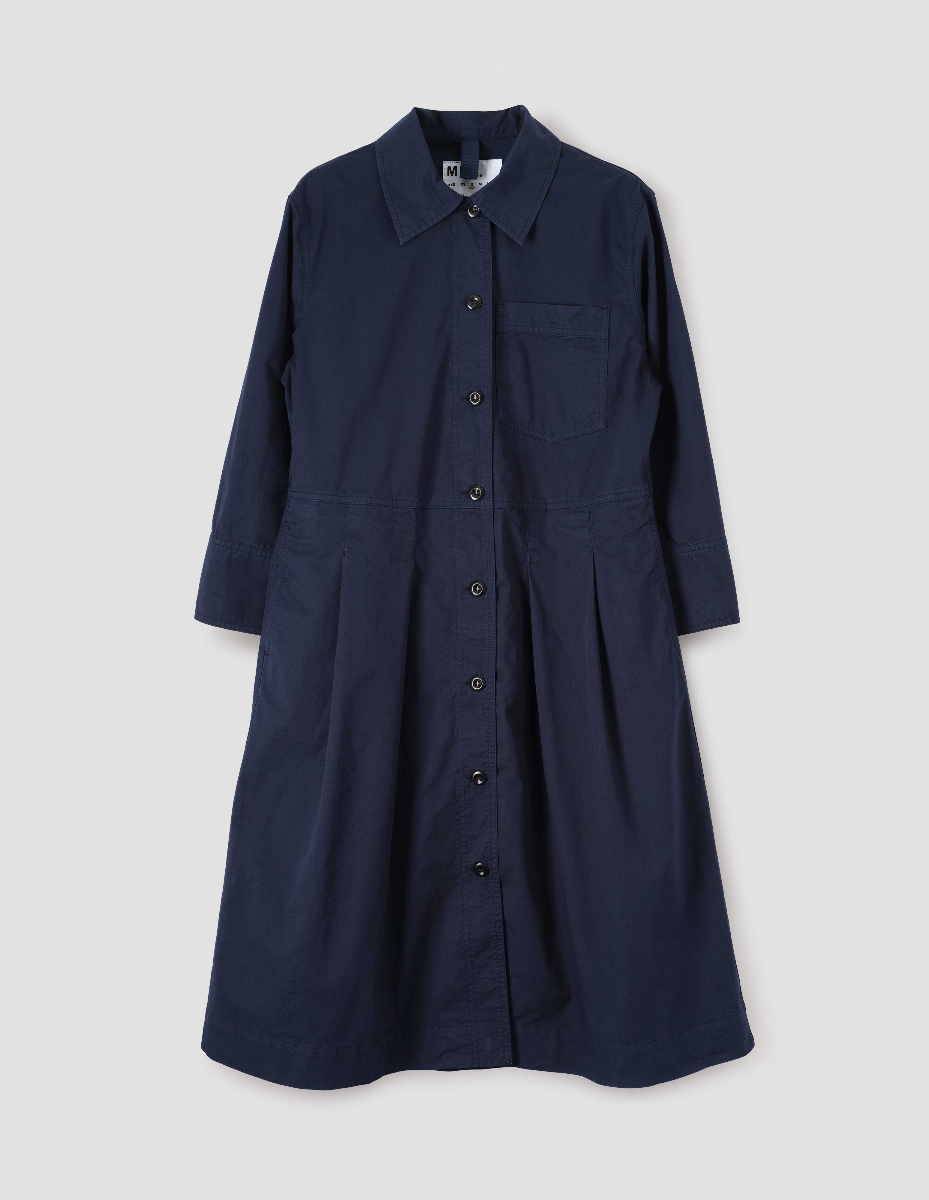 Midnight cotton twill Pleated Shirt Dress | MHL. by Margaret Howell