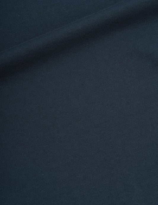 Dark navy blue lightweight dry jersey t-shirt dress, fabric swatch.