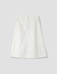 MHL. SIDE VENT SKIRT | SOFT COTTON DRILL | OFF WHITE