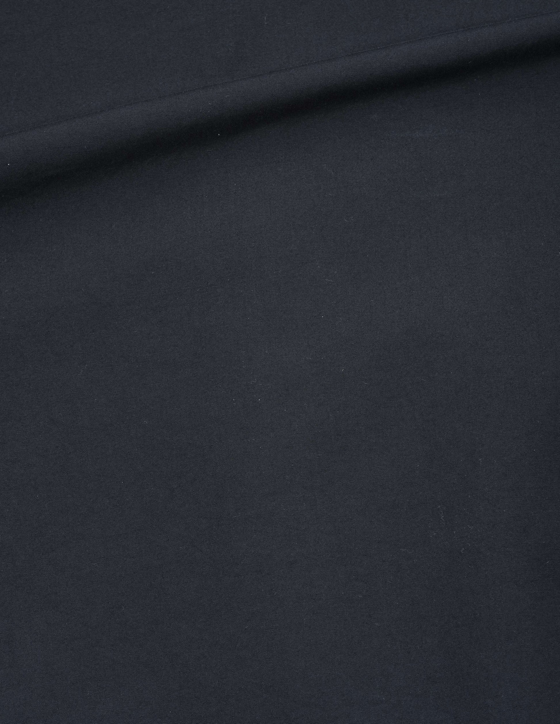 Black denim plainweave sleeveless shirt, fabric swatch.