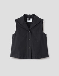 MHL. SLEEVELESS SAILOR SHIRT | DENIM PLAINWEAVE | BLACK