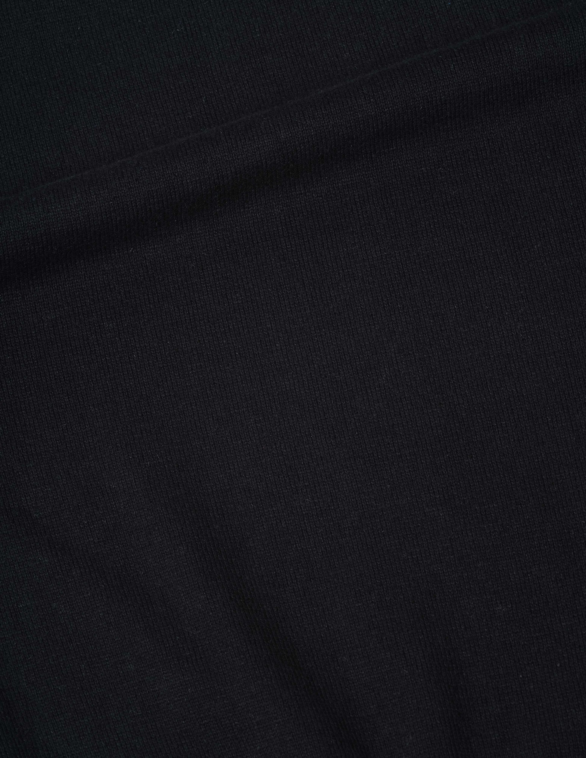 Black hemp cotton knitted t-shirt, fabric swatch.