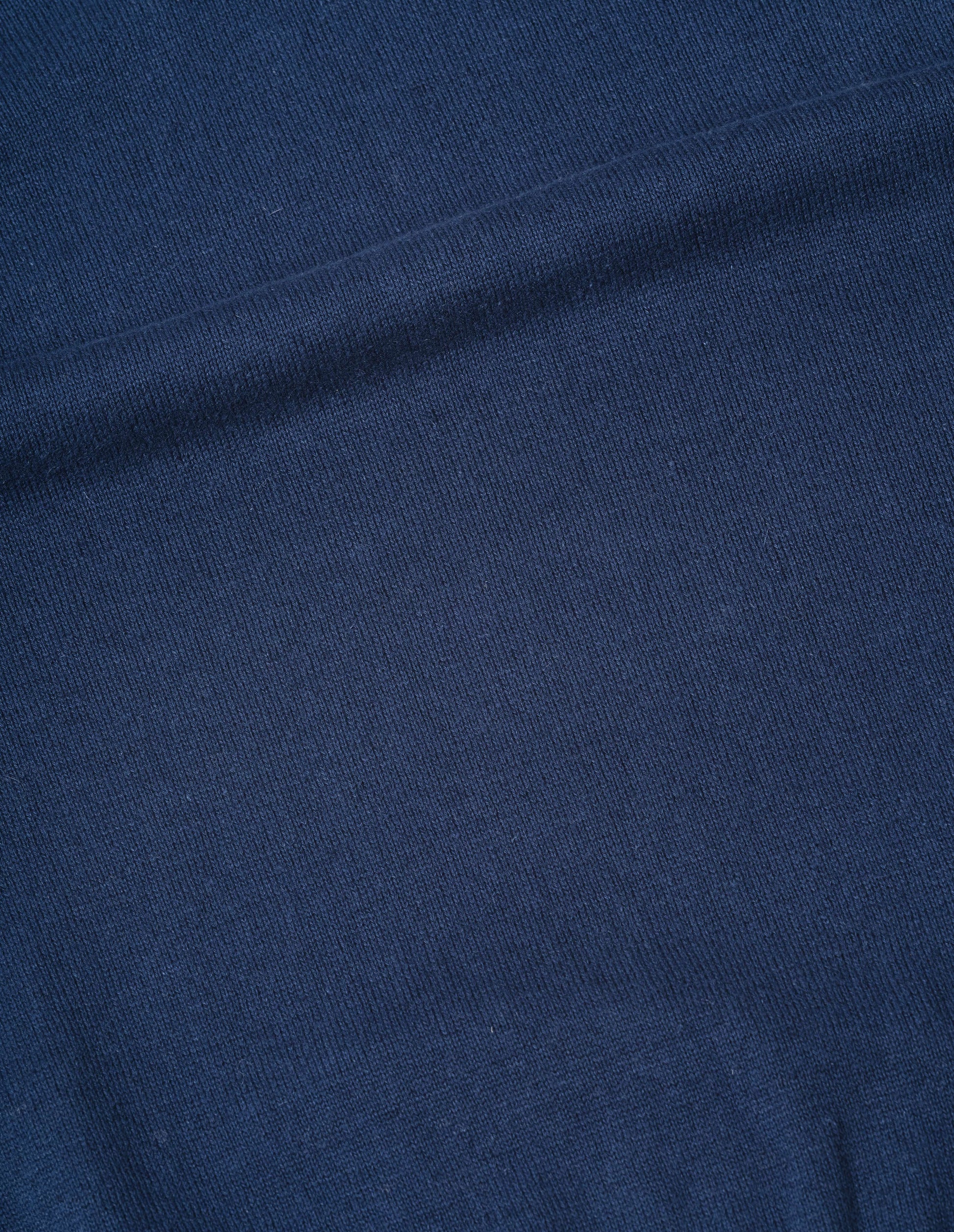 Blue hemp cotton knitted t-shirt, fabric swatch.