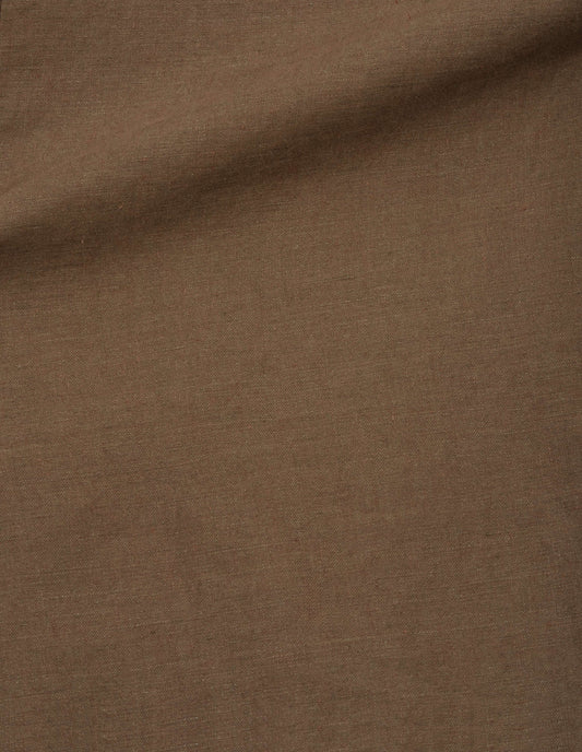 Brown plainweave linen skirt, fabric swatch.