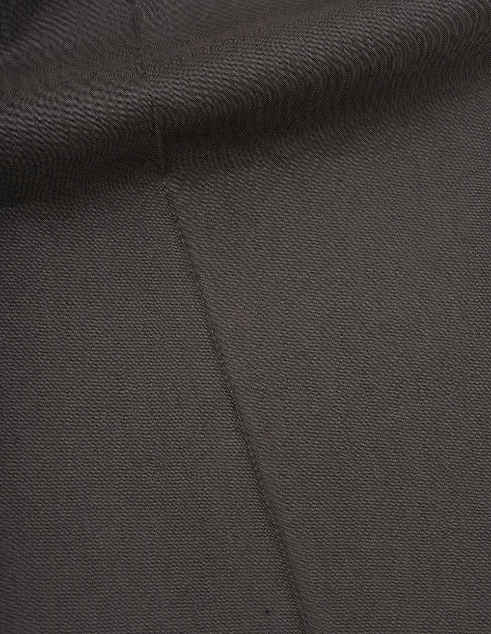 Brownish green linen silk trousers, fabric swatch.