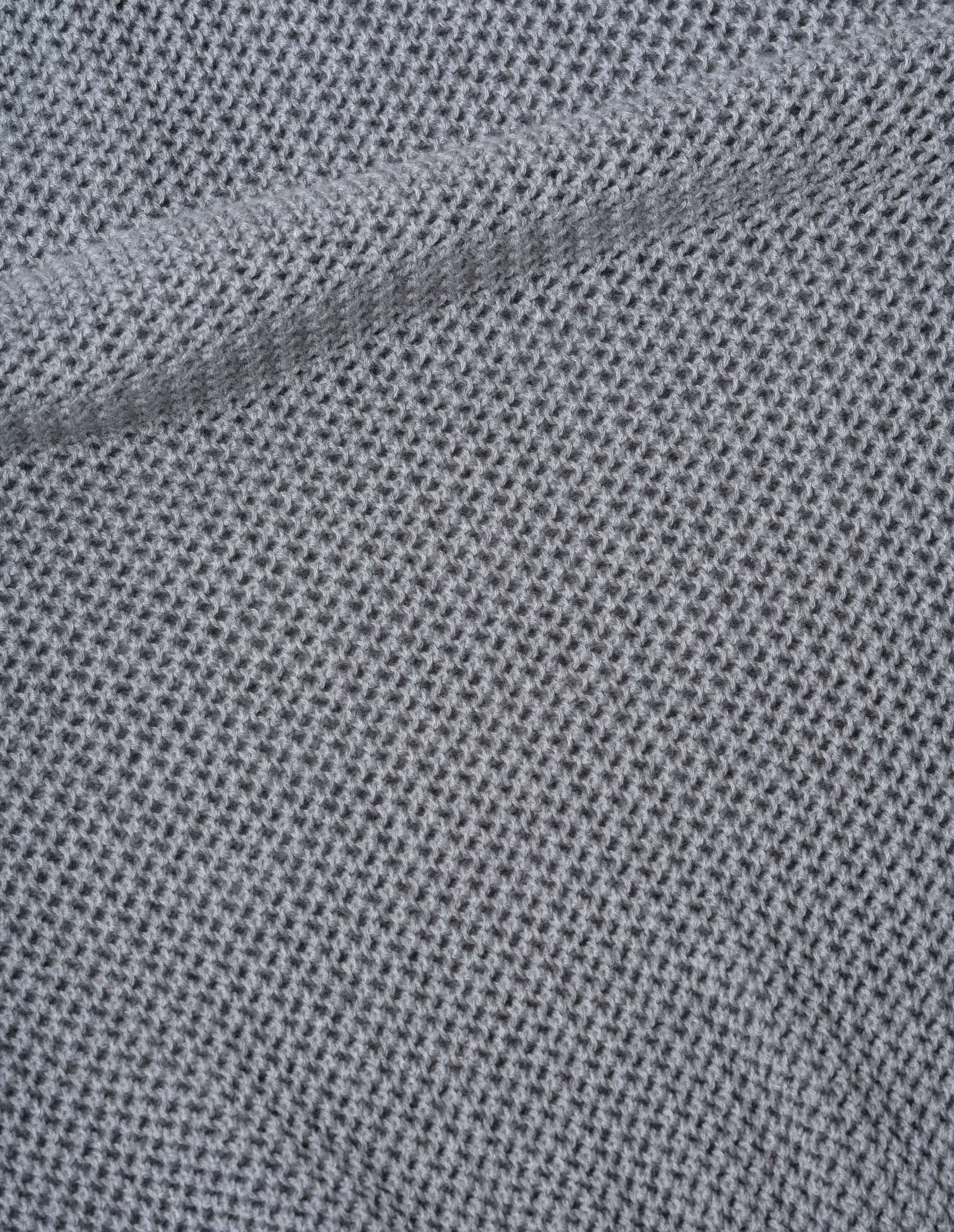 Dark grey light cotton cashmere pointelle polo shirt, fabric swatch.