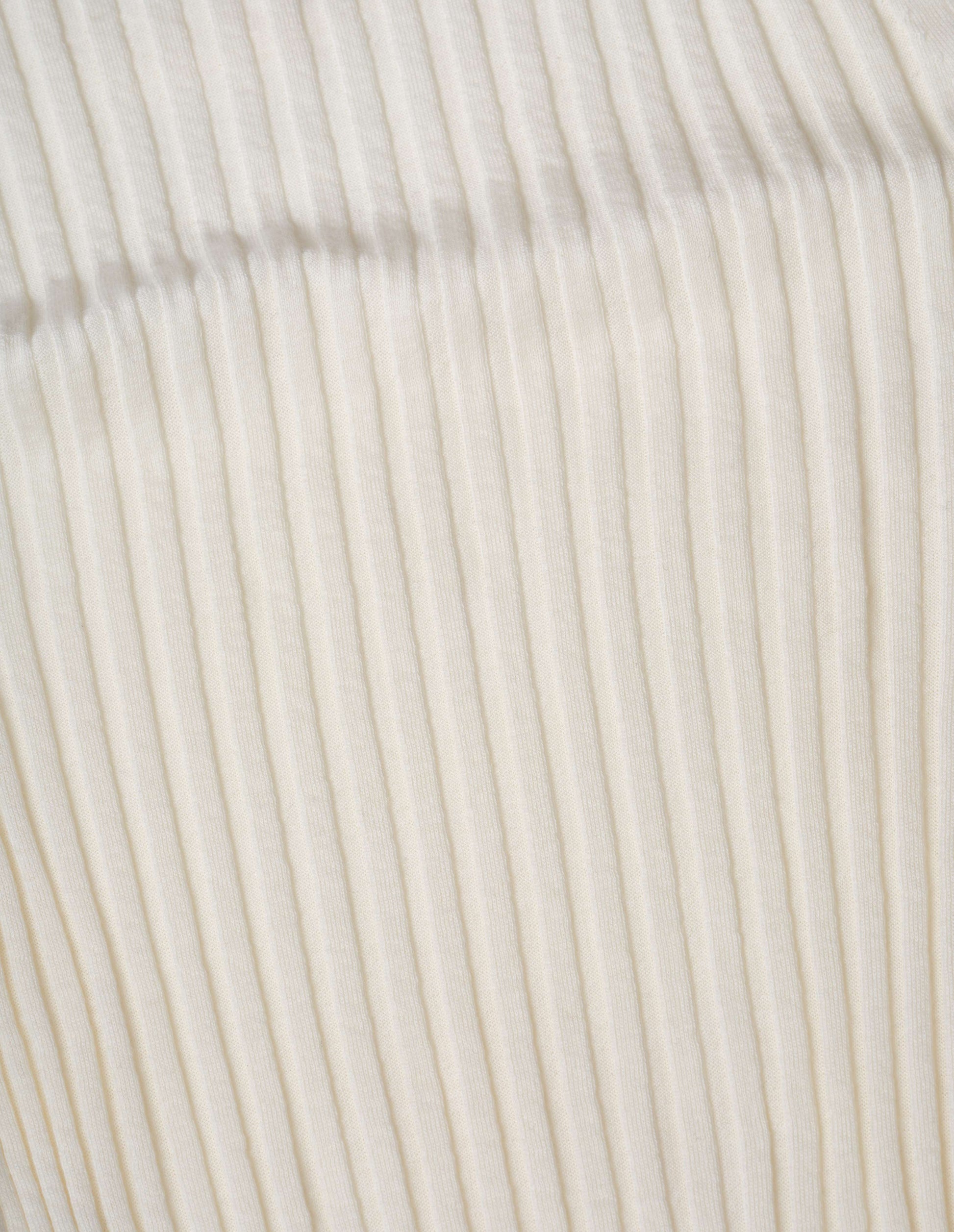 Beige fine wool cotton ribbed t-shirt fabric swatch.