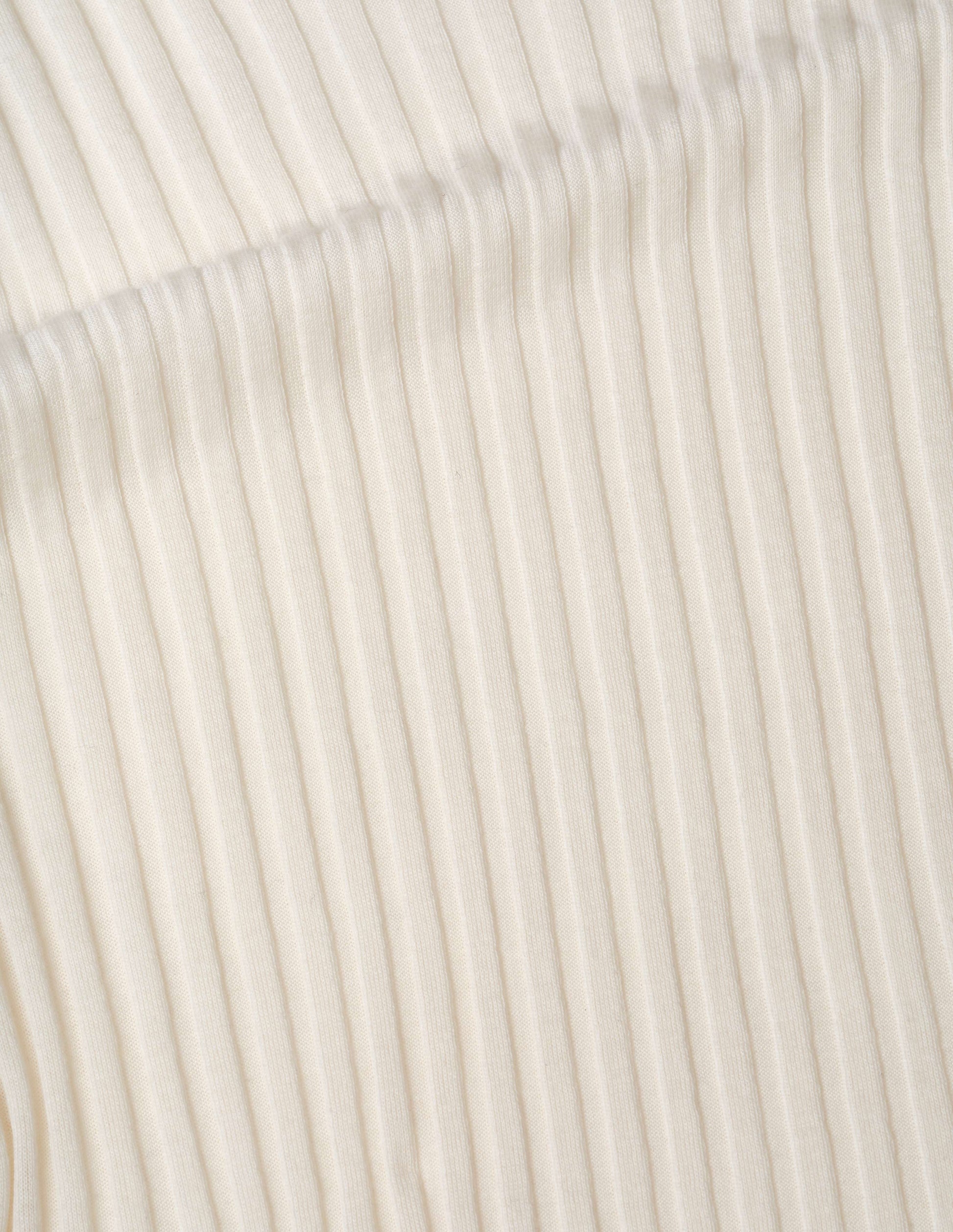 Beige fine wool cotton ribbed t-shirt fabric swatch.